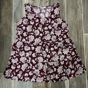 J.Jill burgundy and white floral print top